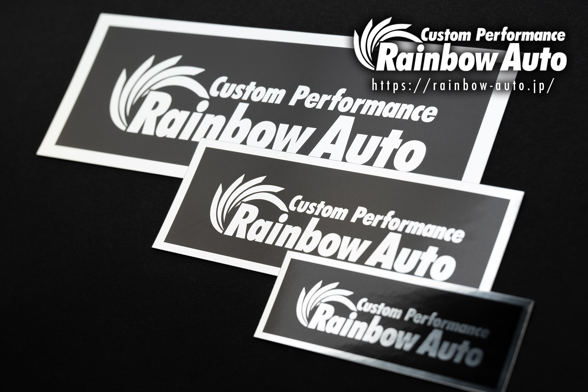 【限定】Rainbow Auto（レインボーオート）オリジナル シルバーステッカー3サイズセット
